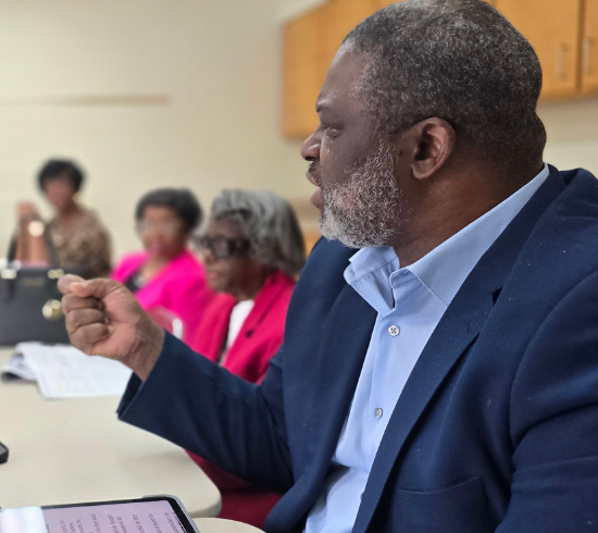 student speaking in sunday school